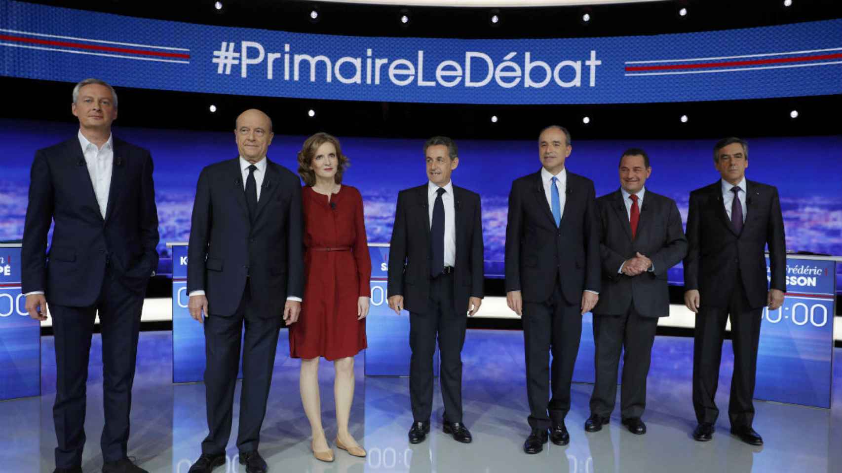 Los siete candidatos de las primarias de la derecha y el centro en Francia.