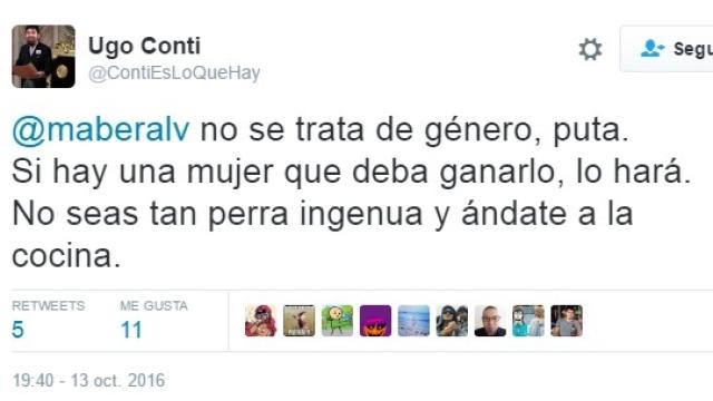 Uno de los mensajes insultantes que recibió la periodista Ángela Bernardo.