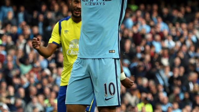 Agüero tras fallar un penalti en el City-Everton.