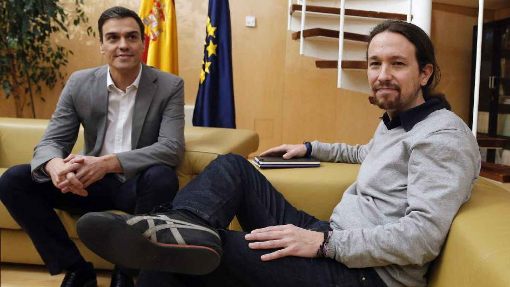 Pedro Sánchez y Pablo Iglesias durante una reunión a principios de año.