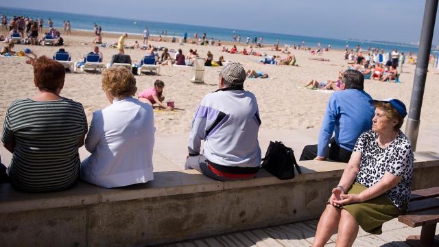 Grupo de jubilados en Salou.