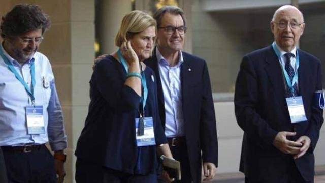 Antoni Castellà, líder de Demòcrates de Catalunya, con Núria de Gispert, Artur Mas y Joan Rigol.