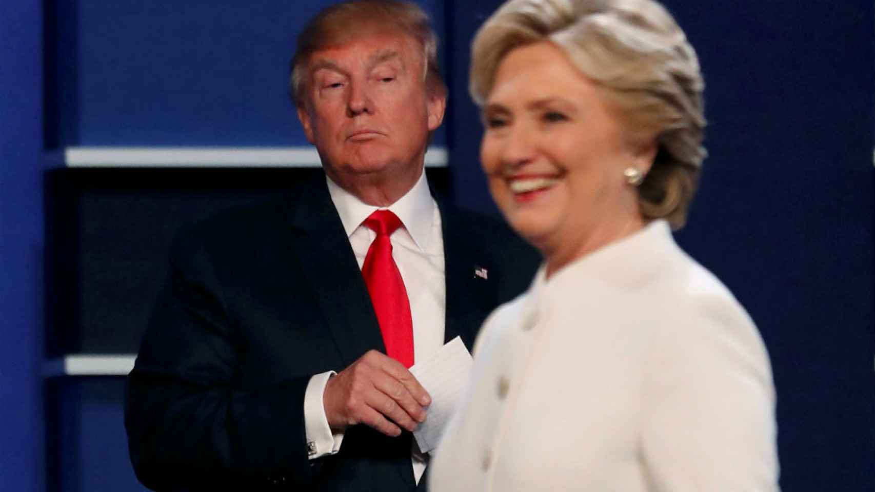 Un momento del tercer y último debate entre Trump y Clinton.