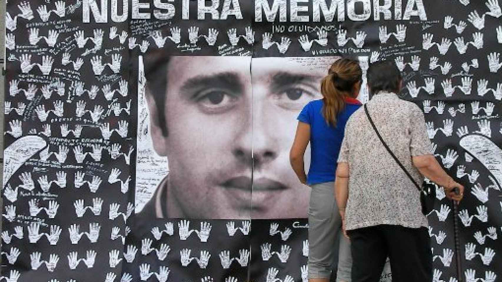 Imagen de un mural con el rostro de Miguel Ángel Blanco.