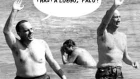 Un 'meme' con la mítica foto de Palomares en la que aparece Manuel Fraga.