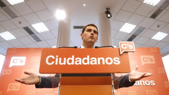 Albert Rivera durante la rueda de prensa ofrecida tras la reunión de la Ejecutiva Nacional