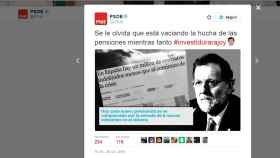 Uno de los tuits lanzados desde la cuenta general del PSOE: