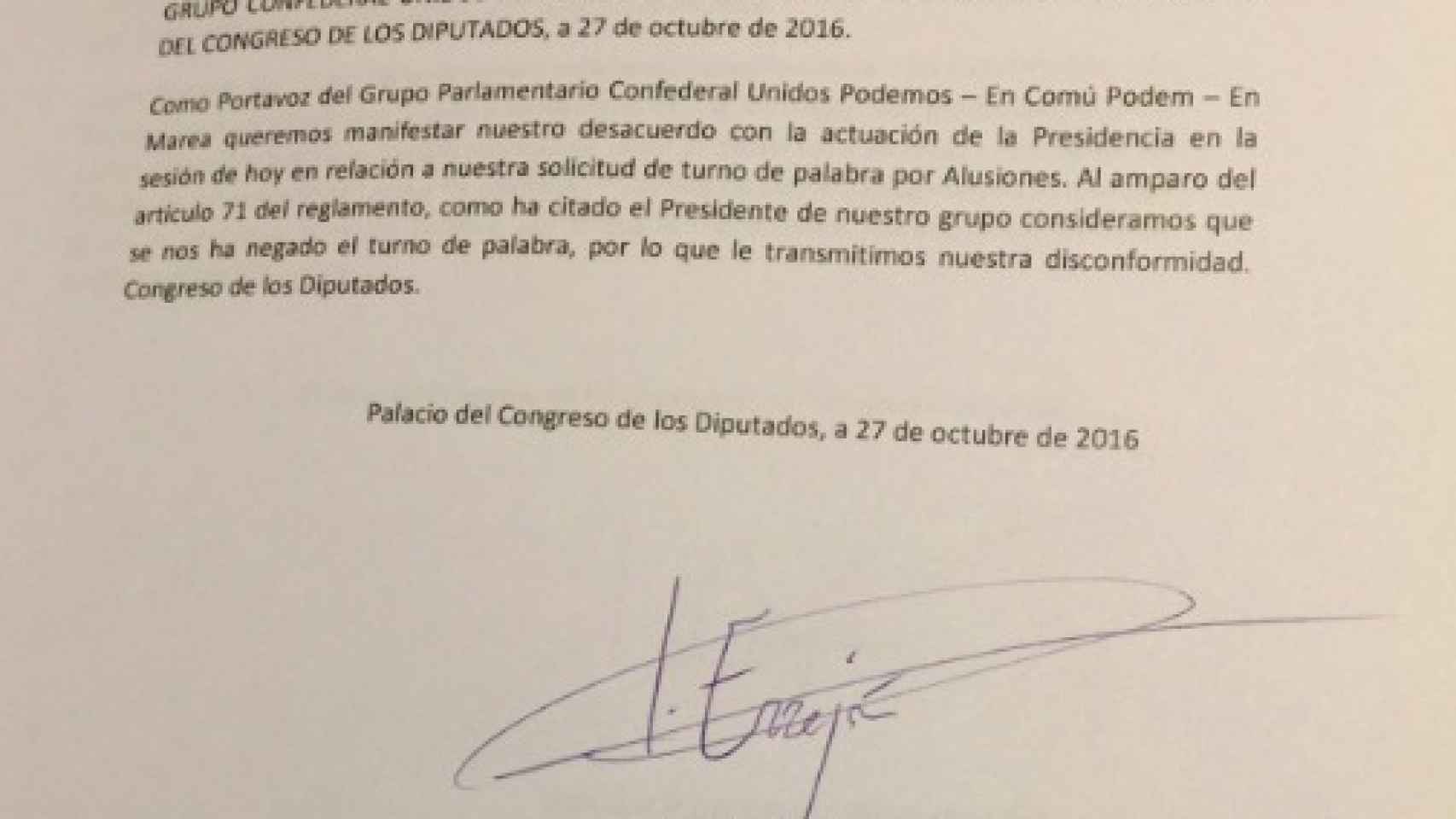 El escrito presentado por Unidos Podemos contra Ana Pastor