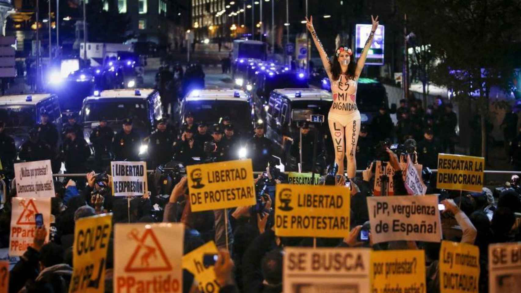 Jil Love, durante otra protesta en Madrid en diciembre de 2013.