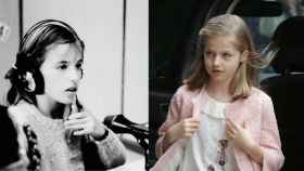 Letizia a los 11 años. A la dcha, su hija Leonor con la misma edad, antes de un partido de fútbol este año