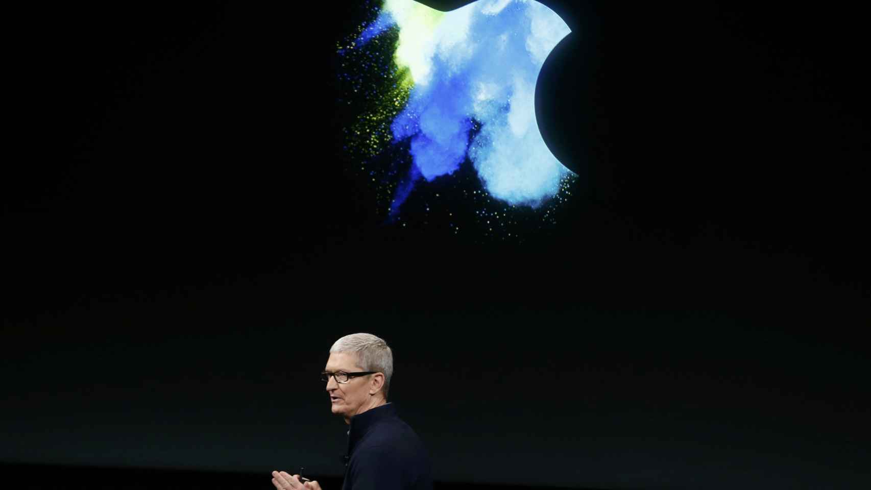 Tim Cook durante la última presentación de Apple.