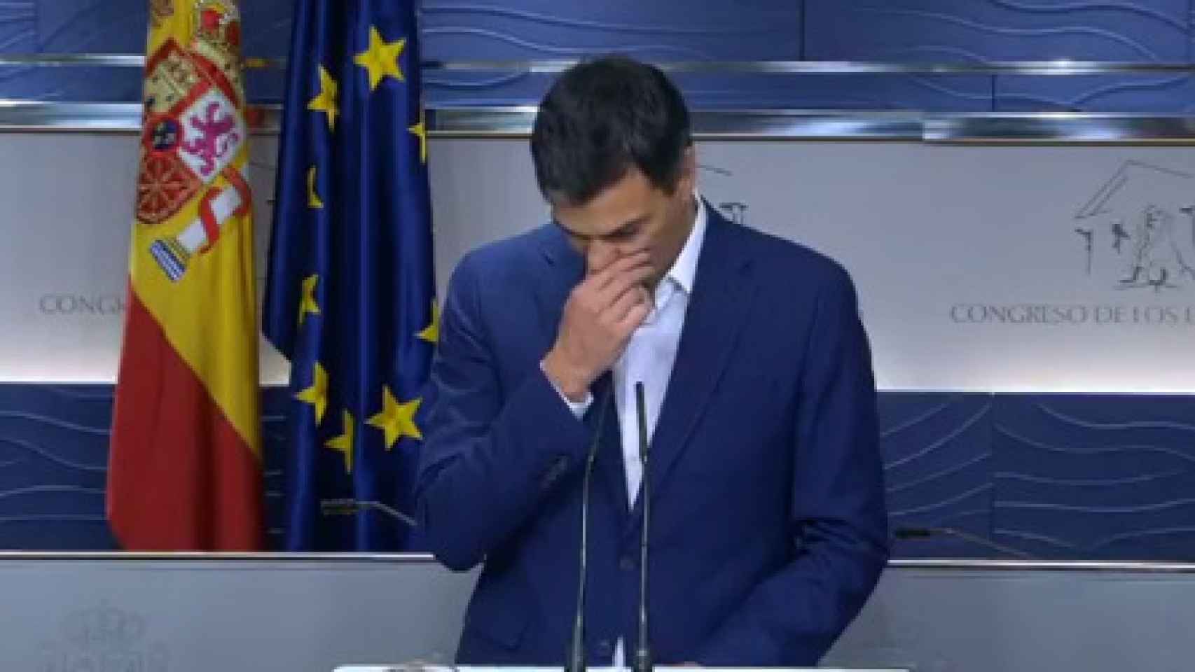 La imagen del día en TV: Sánchez rompe a llorar al renunciar a su acta