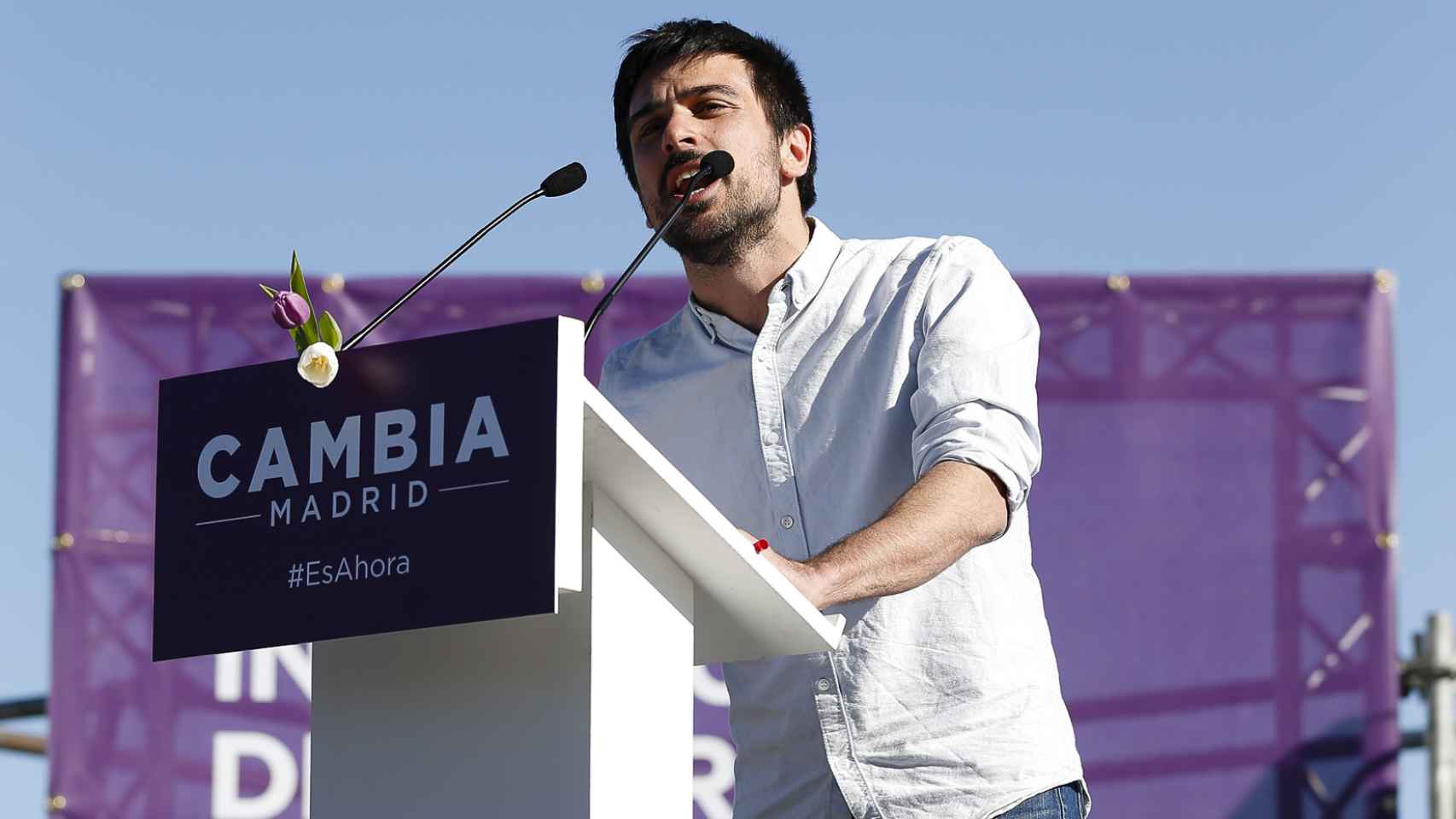 Ramón Espinar, durante un mitin reciente.