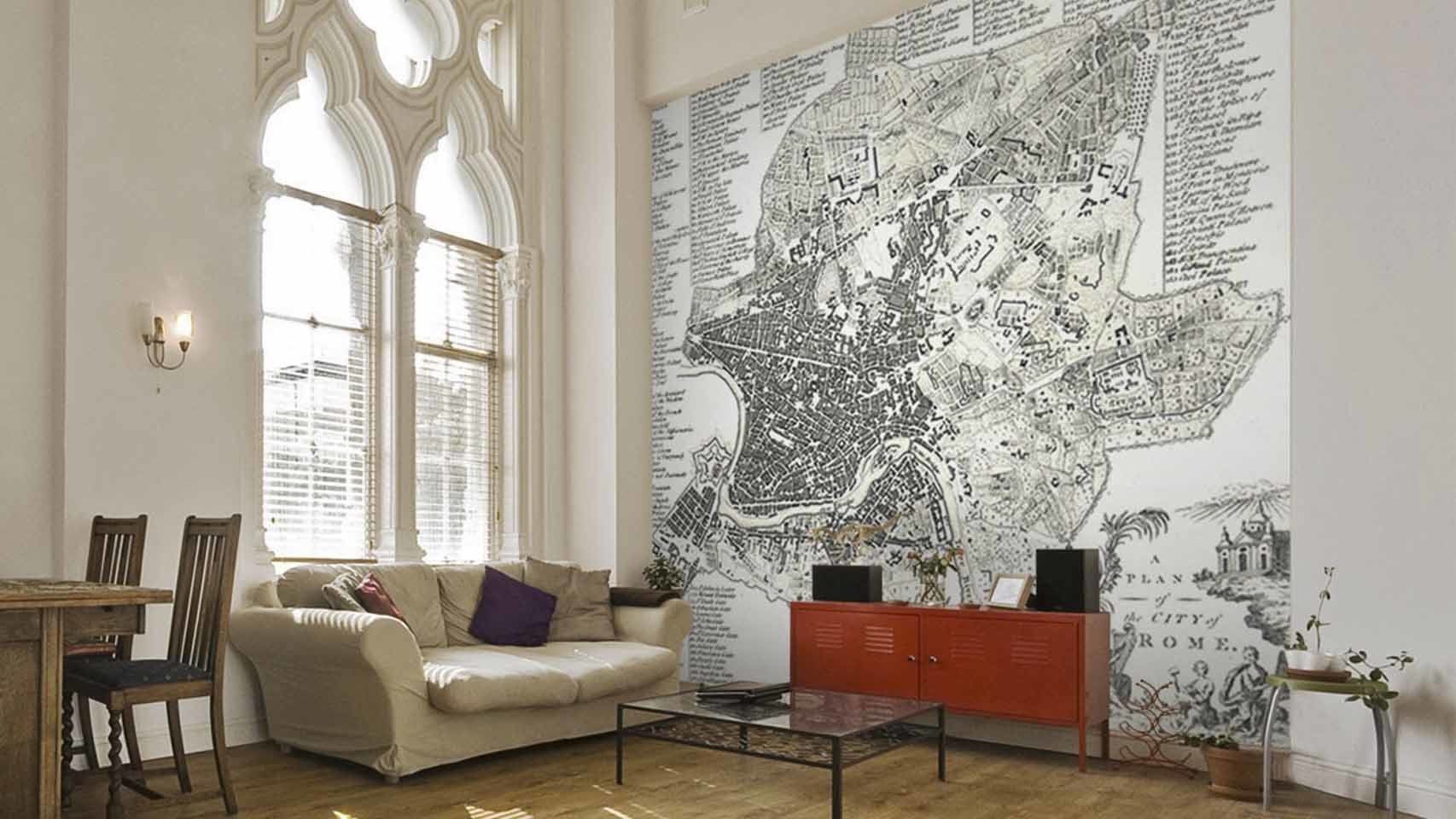 Wallpapered hace papeles pintados personalizados, tanto en formato mapamundi como urbanos de una zona de la ciudad que desees.