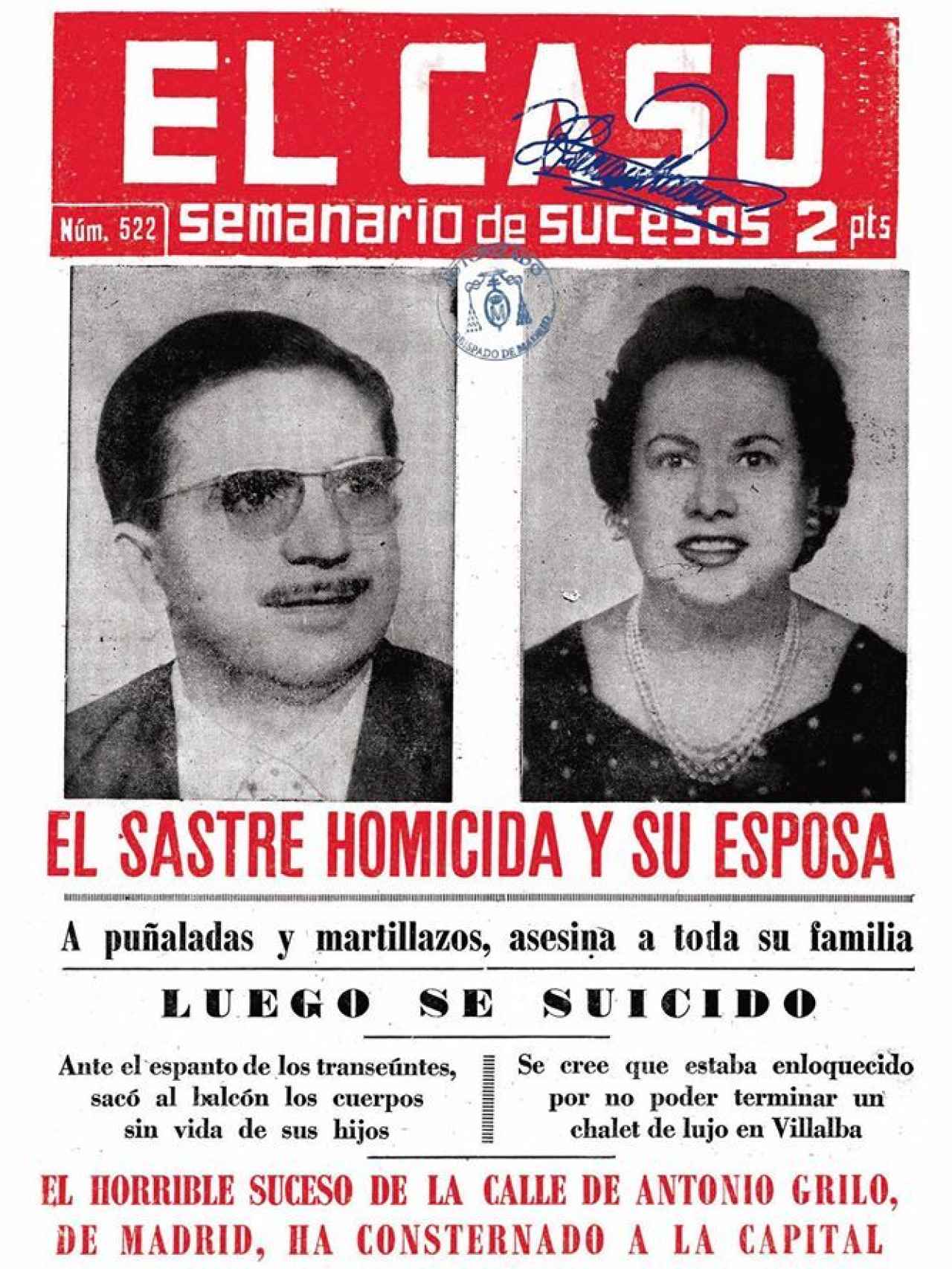 Impactante portada de El Caso con el visto bueno del Obispado de Madrid, que se encargaba de la censura eclesiástica.