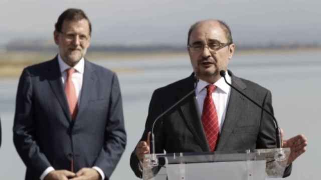 Javier Lambán, presidente del Gobierno de Aragón en un acto con Mariano Rajoy.