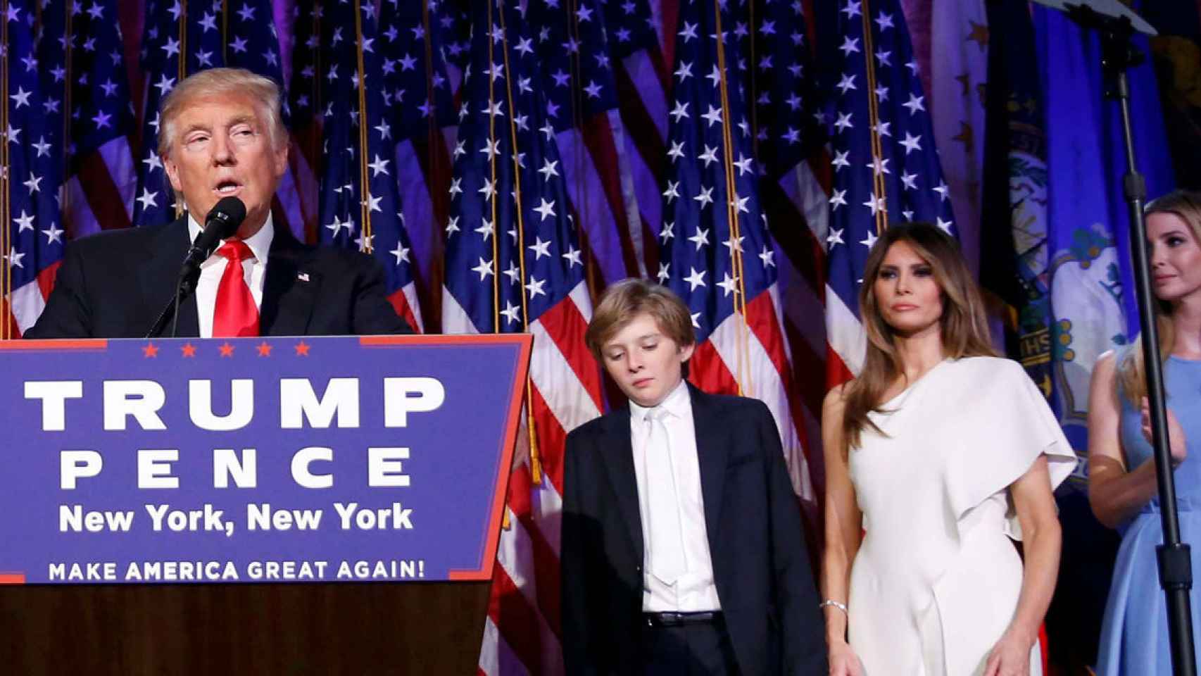 Trump, durante su discurso de victoria en Nueva York.