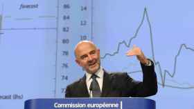 El comisario de Asuntos Económicos, Pierre Moscovici, durante la presentación de las previsiones de otoño