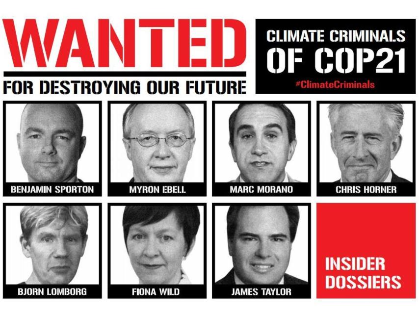 Los criminales climáticos de la COP21, según los ecologistas.