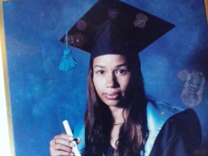 María el día que se graduó en un curso de Informática, con 22 años.