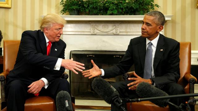 Trump y Obama tras la reunión.