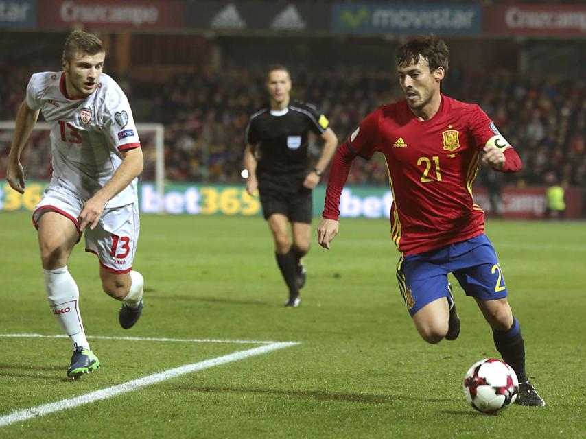 David Silva, en un partido contra Macedonia en noviembre de 2016.