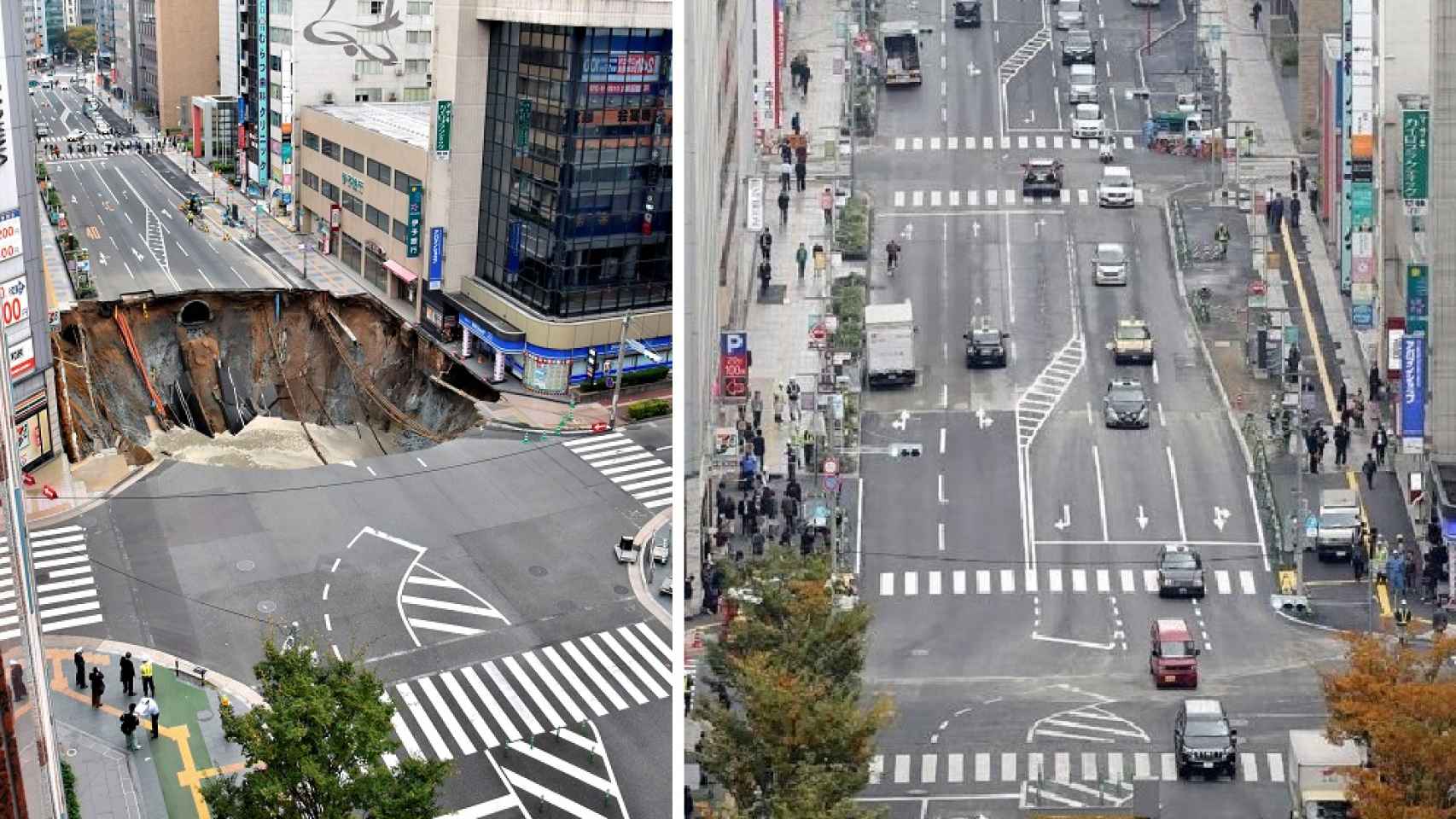 En menos de una semana han dejado la inmensa avenida de Fukuoka como nueva.