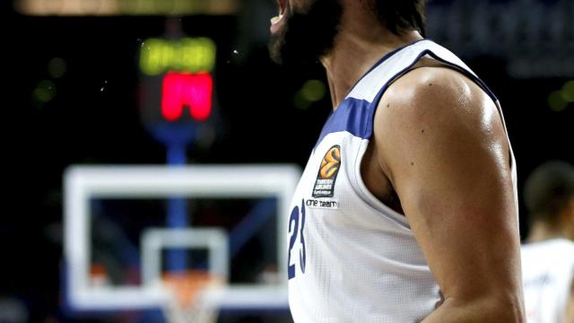 Sergio Llull grita de rabia contra el Panathinaikos.