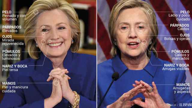 Hillary Clinton, en 2015 (izda) y esta misma semana (dcha).