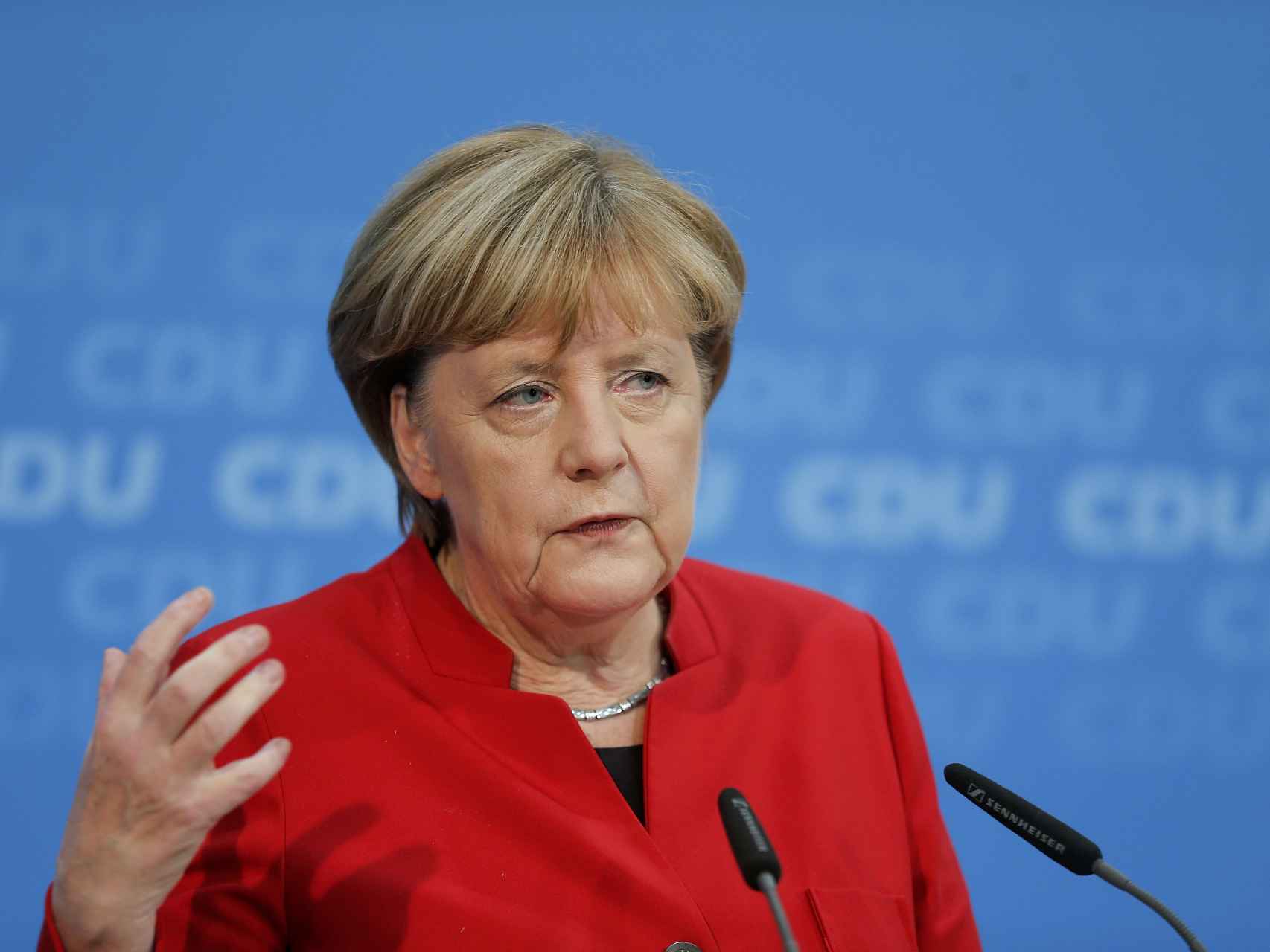 Angel Merkel, durante la rueda de prensa en la sede de la CDU.