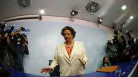 Rita Barberá durante la rueda de prensa que ofreció ante las acusaciones de financiación ilegal del PP.