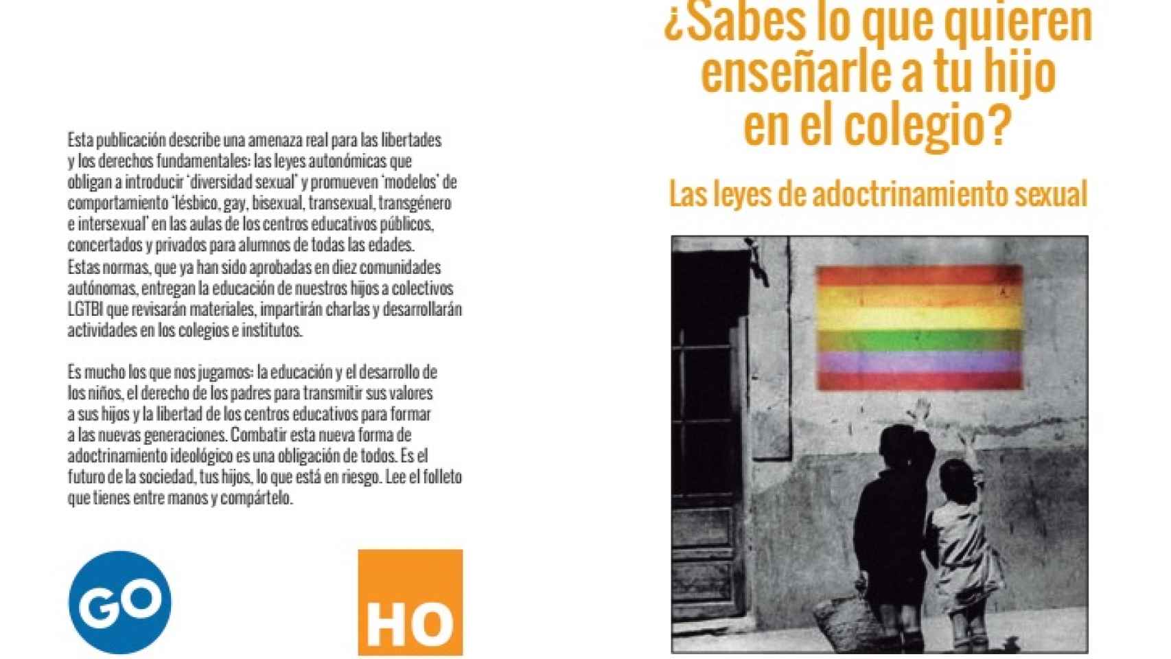 Panfleto repartido por la plataforma HazteOir contra las leyes LGTB
