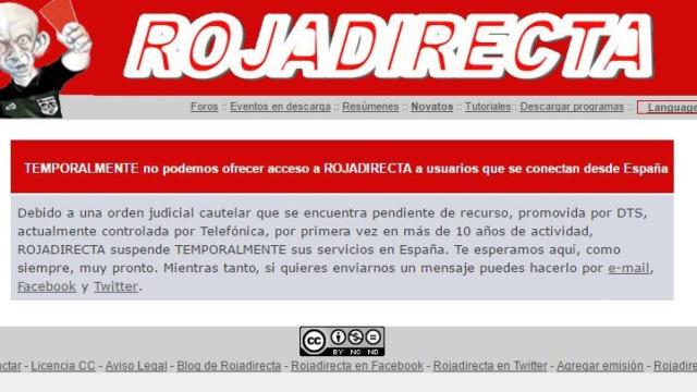 Captura de la web de Rojadirecta.