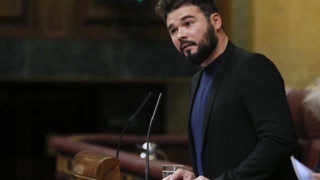 El portavoz adjunto de ERC, Gabriel Rufián, durante su intervención en el pleno del Congreso.