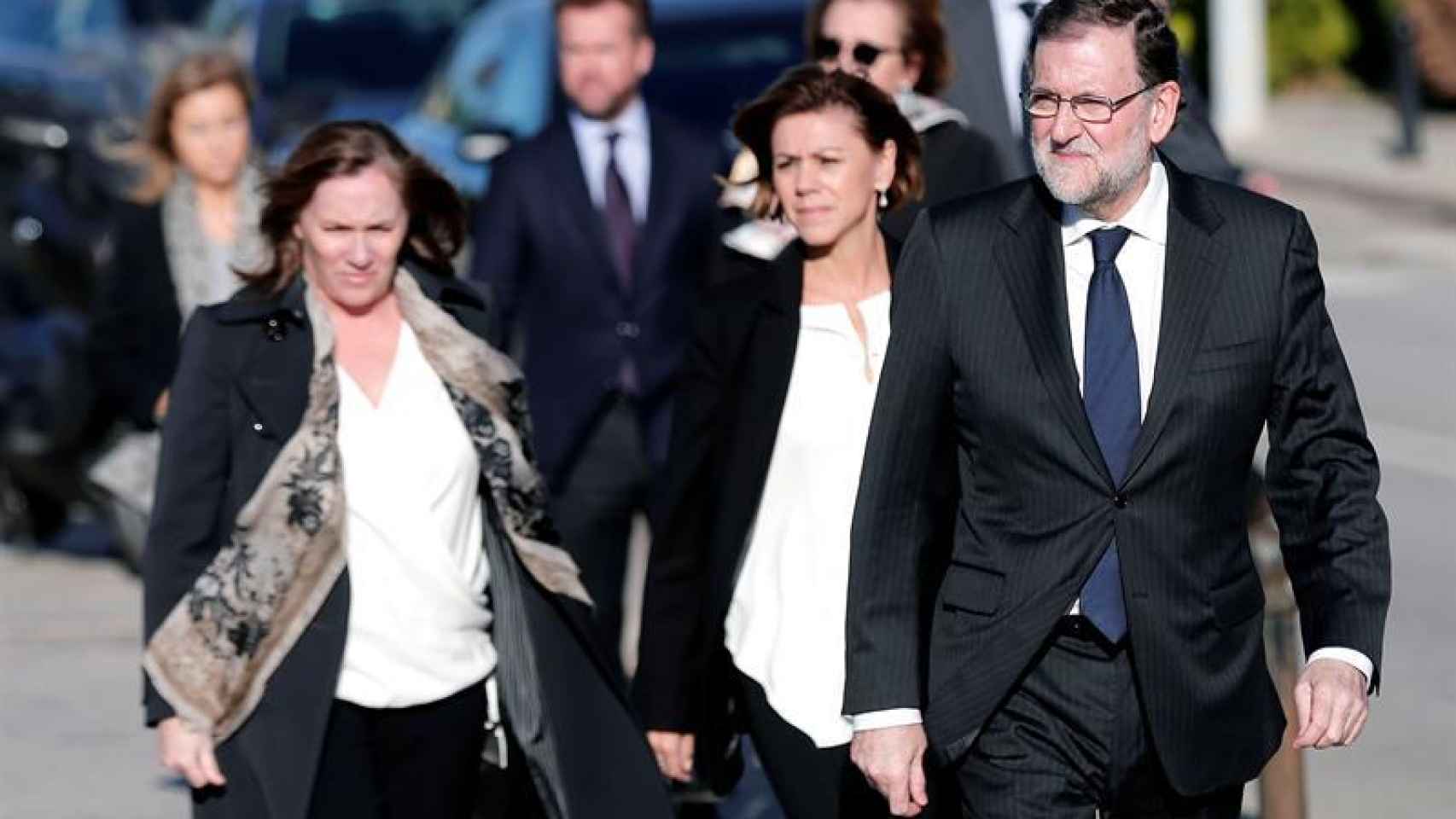 Rajoy, su esposa y la ministra de Defensa este jueves en Valencia