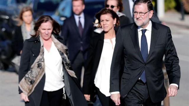 Rajoy, su esposa y la ministra de Defensa este jueves en Valencia