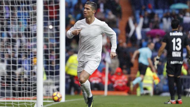 Cristiano celebra su gol ante el Sporting.