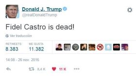 Donald Trump se despierta y tuitea ¡Fidel Castro está muerto!