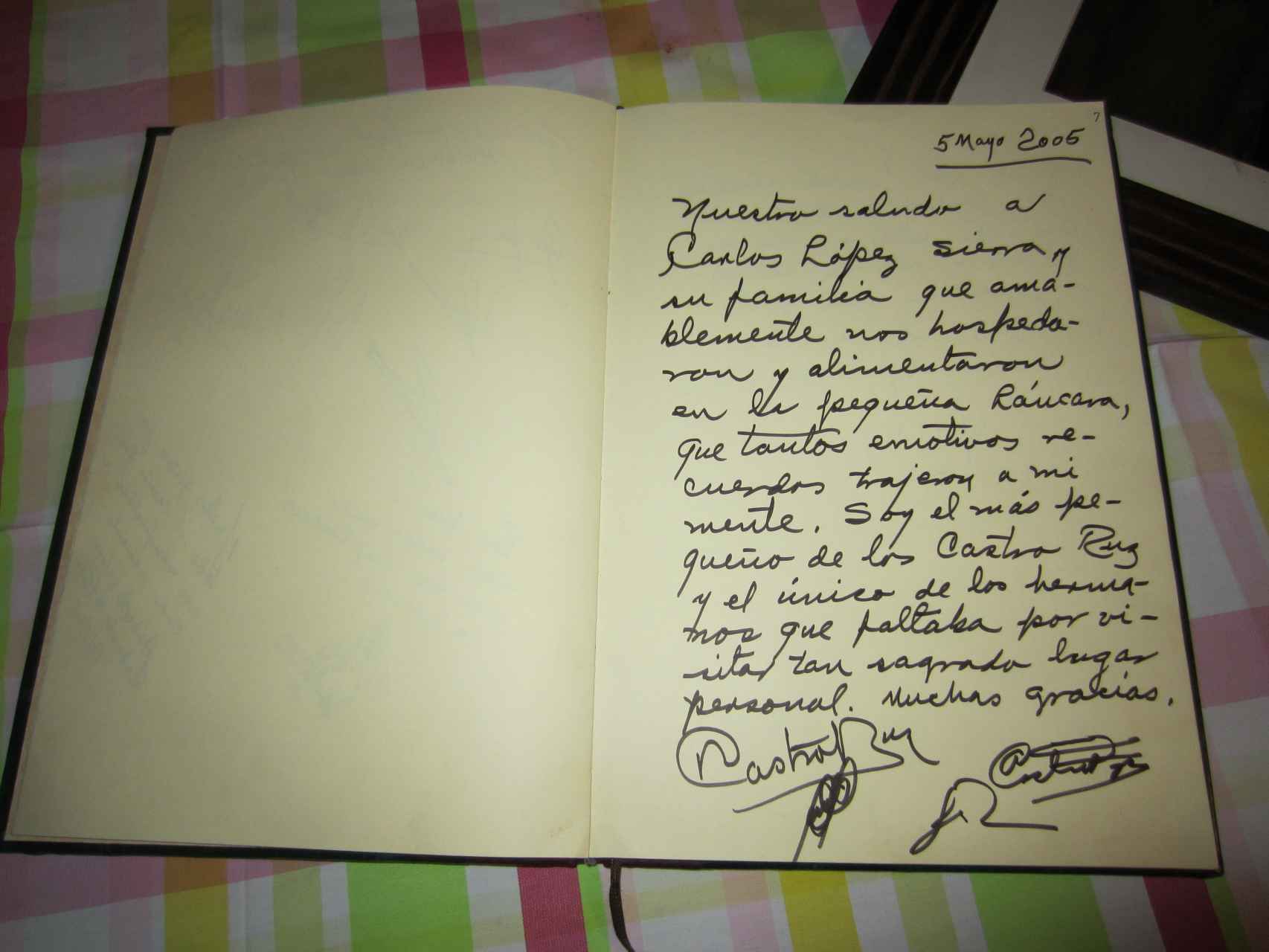 La carta de Raúl Castro a los habitantes del pueblo de su padre tras su visita en 2005.