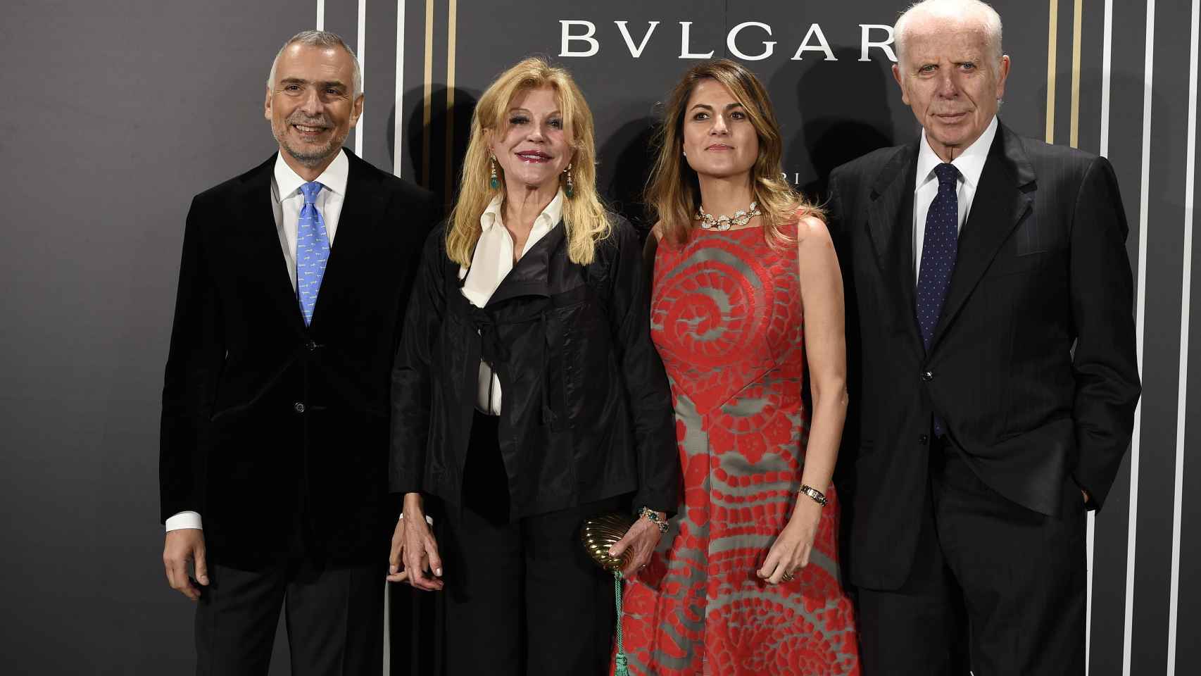El embajador italiano en Madrid, Carmen Cervera, Maite Carpio y Paolo Bulgari posaban junto anoche.