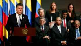 El presidente Santos ofrece un discurso tras firmar el segundo acuerdo de paz con las FARC.