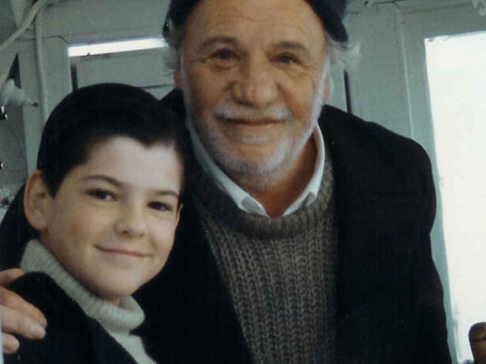 Miguel Ángel Muñoz con Paco Rabal en la película El palomo cojo rodada en 1995