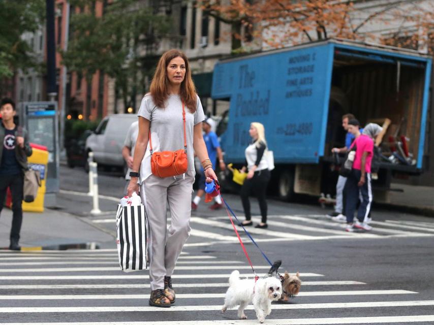 Mariló Montero paseando a sus perros recién llegada a Nueva York, el 20 de septiembre.