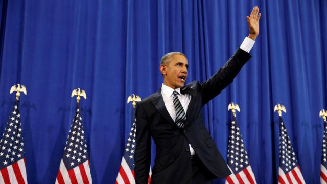 Barack Obama durante su visita a la base aérea MacDill, en Tampa.