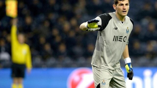 Casillas durante el partido de Champions League.