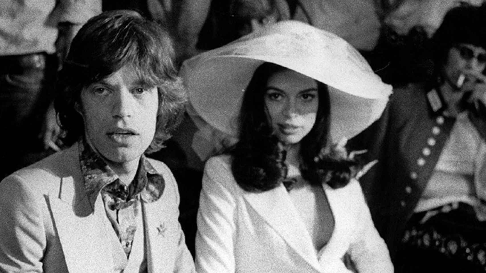 Mick y Bianca Jagger, su primera esposa, el día de su boda.
