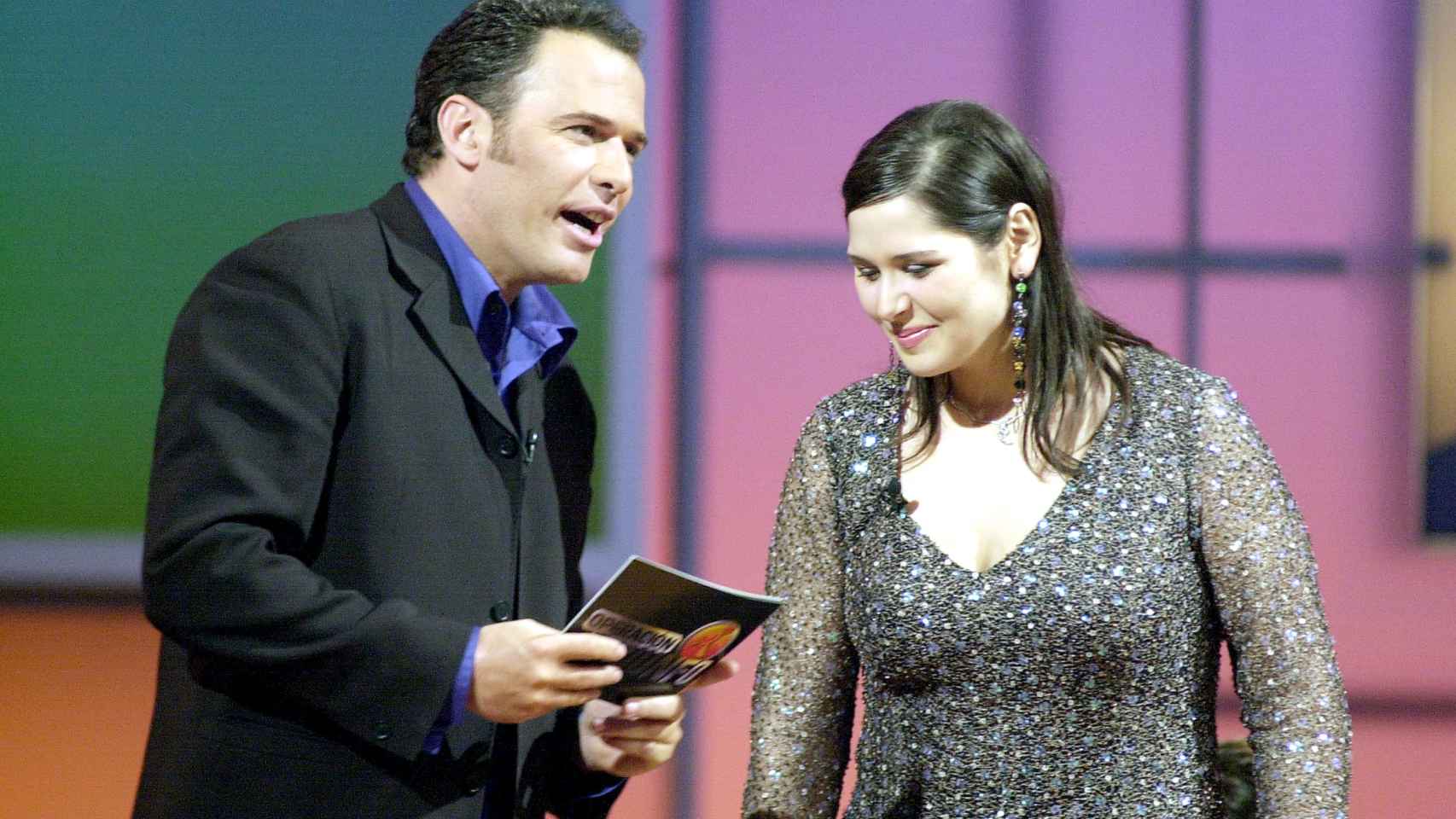 Carlos Lozano y Rosa López, durante la emisión de Operación Triunfo.