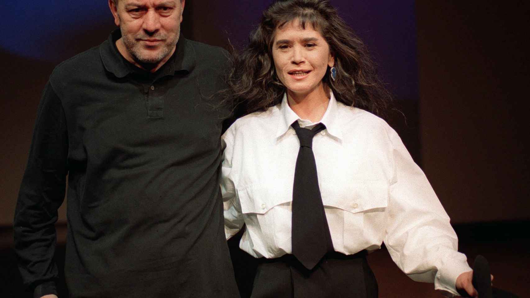 María, con el estilista Luciano Soprani en 1997.