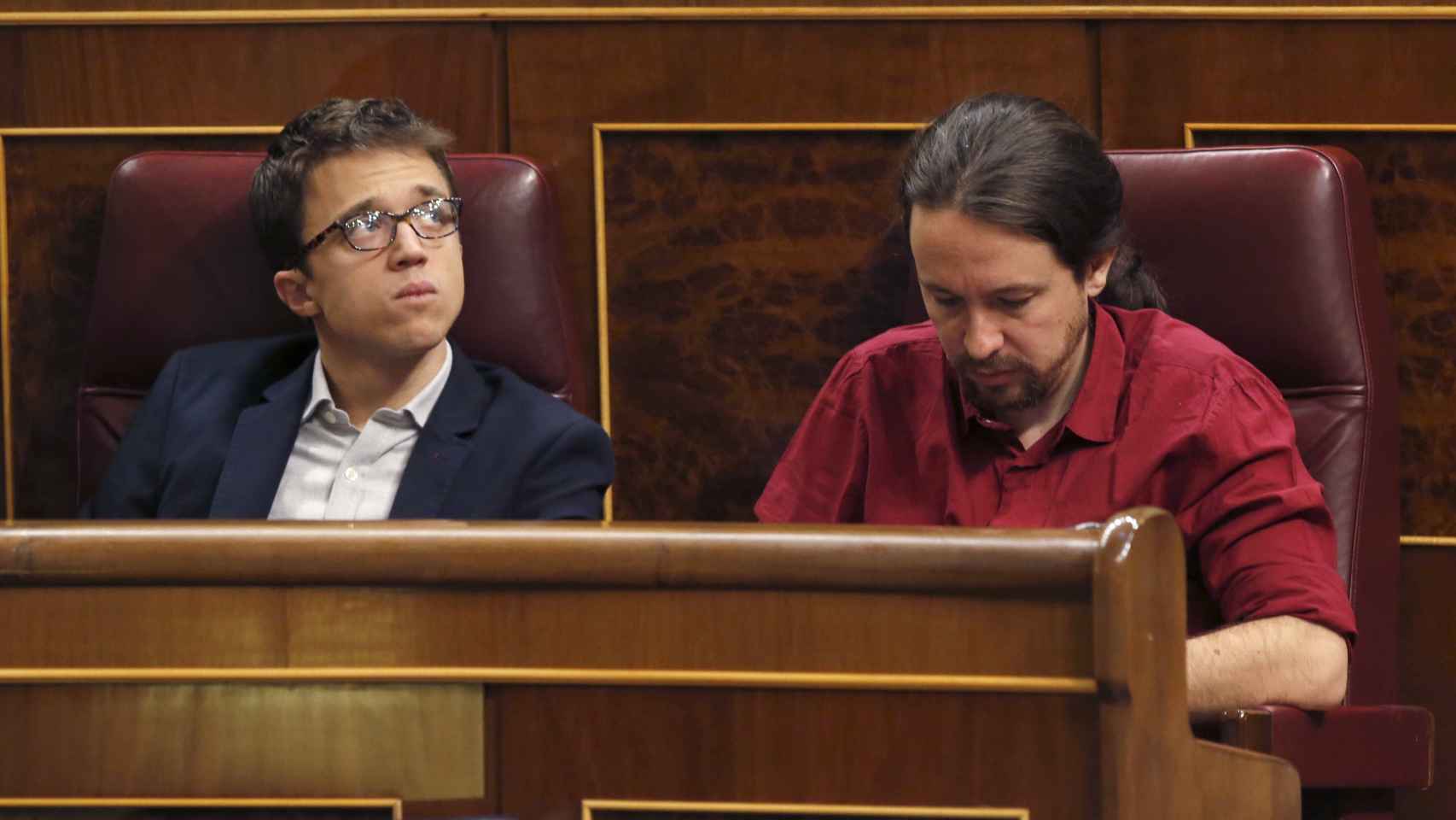Errejón e Iglesias este miércoles en el Congreso.