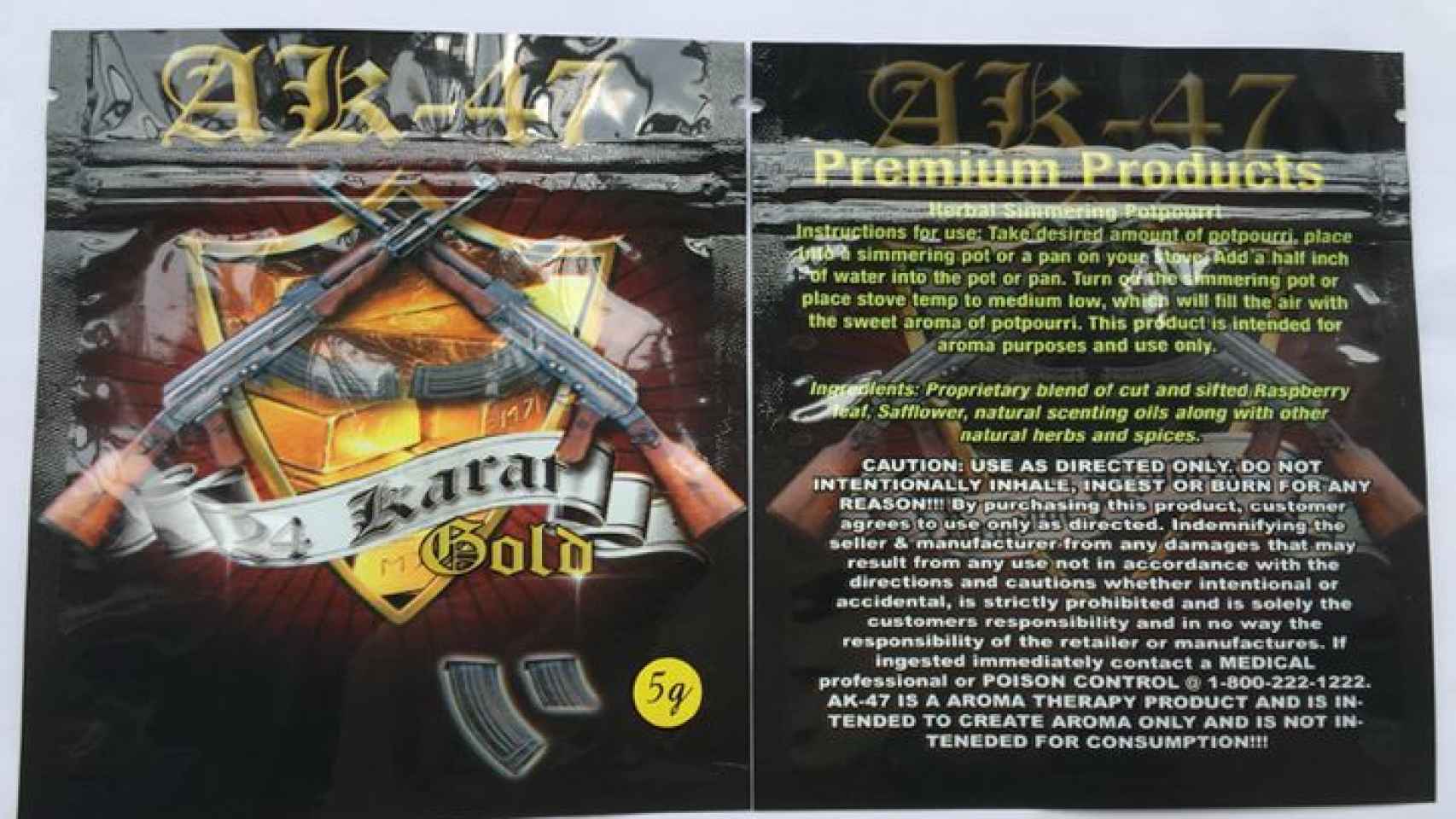 Bolsas de AK-47 vendidas en internet.